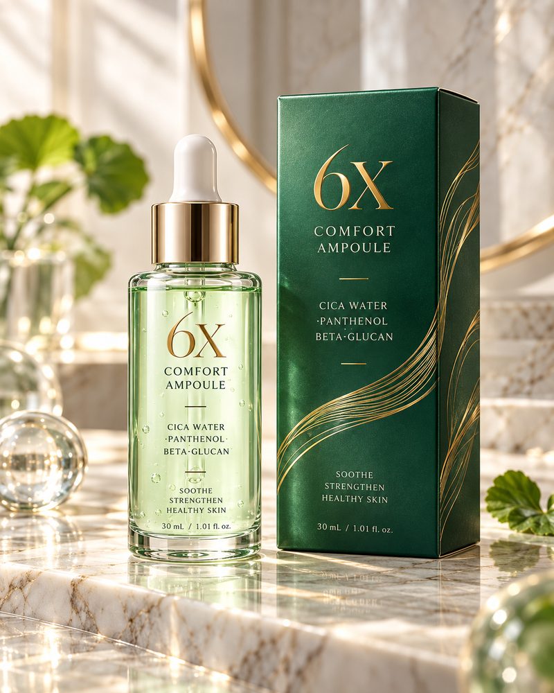 6X Comfort Ampoule 30mL, 연녹색 스포이트 병과 그린 단상자