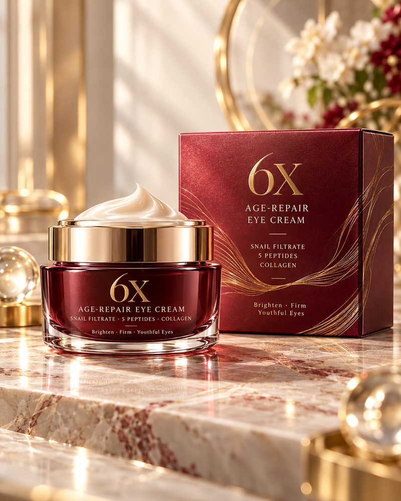 6X Age-Repair Eye Cream, 버건디 용기와 단상자